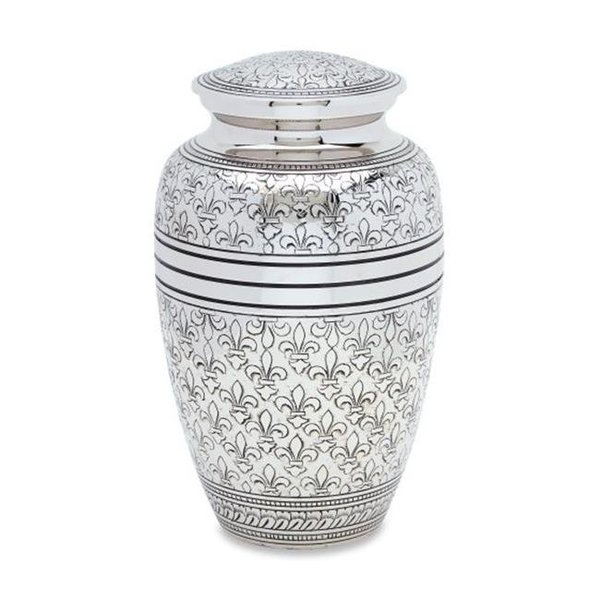 Urnsdirect2U Urnsdirect2u 7720-10 Fleur De Lis Adult Cremation Urn; Silver 7720-10